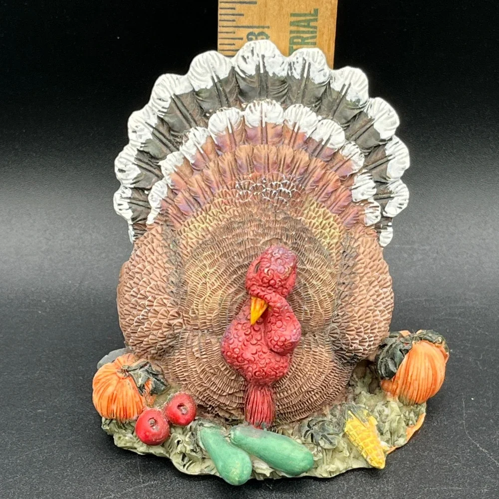 Thanksgiving Turkey Figurine Harvest Decor Resin Pumpkin Autumn Fall Decor 2.75